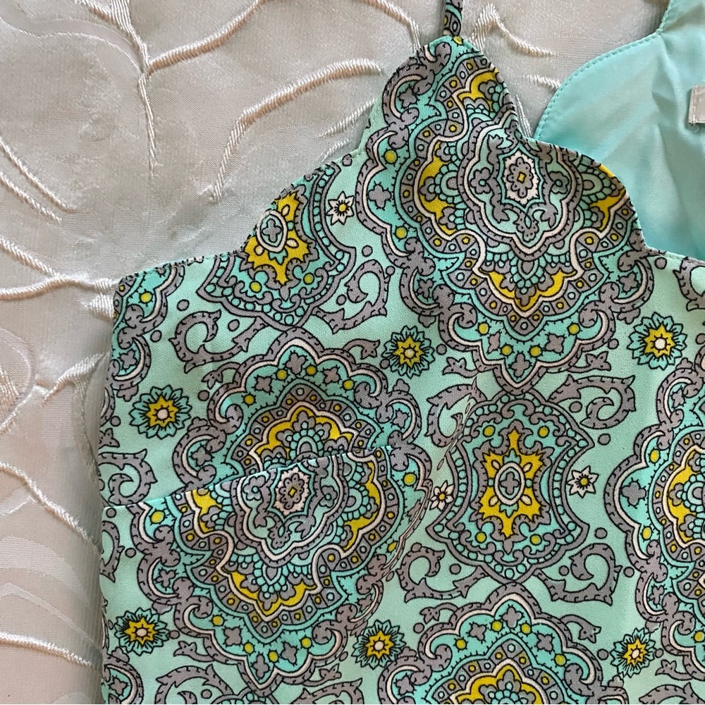 J Crew Factory Blue Paisley Print Scalloped Racerback Camisole Size 00 - Picture 5 of 8